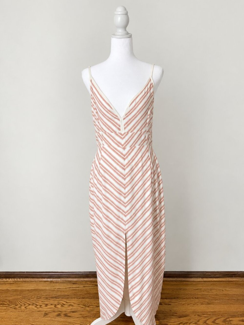 Palma Australia Blush Pink & Ivory Chevron Stripe Maxi Dress | Size M